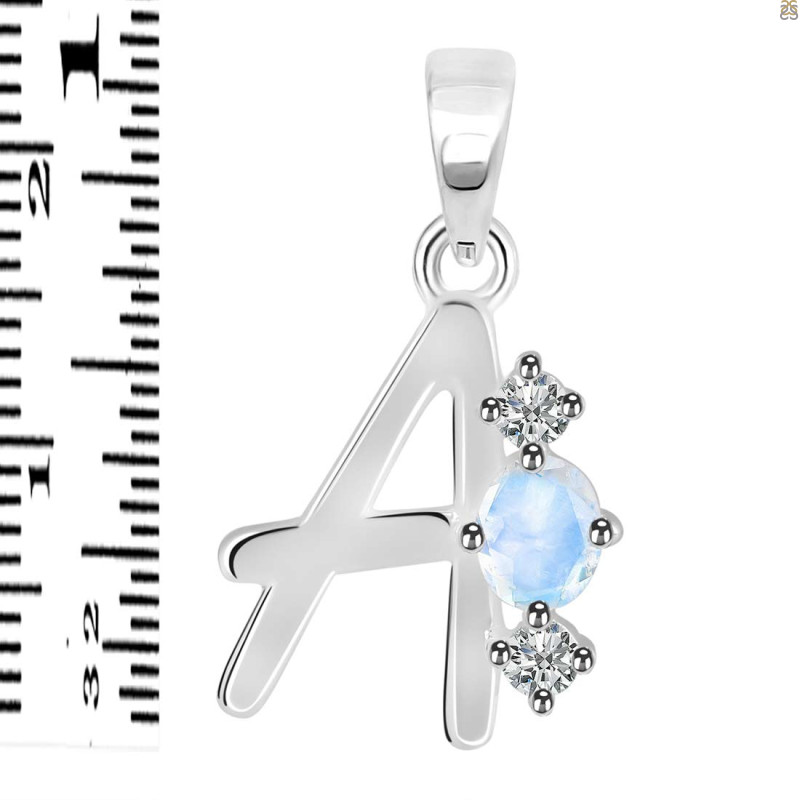 Moonstone & White Topaz Alphabet A Pendant RBM-RDA-53.
