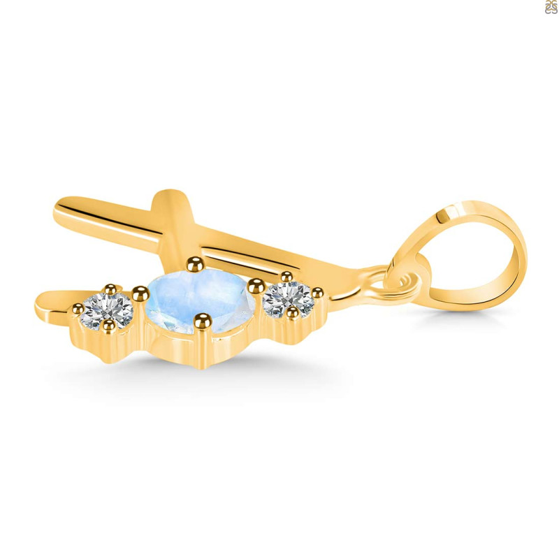 Moonstone & White Topaz Alphabet A Pendant RBM-RDA-53.