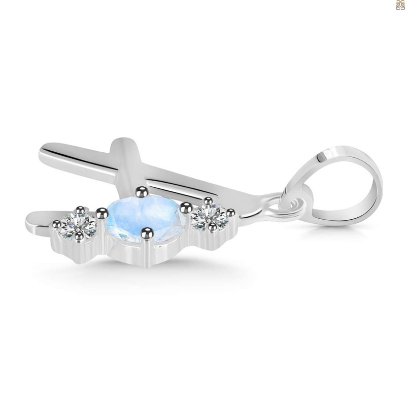Moonstone & White Topaz Alphabet A Pendant