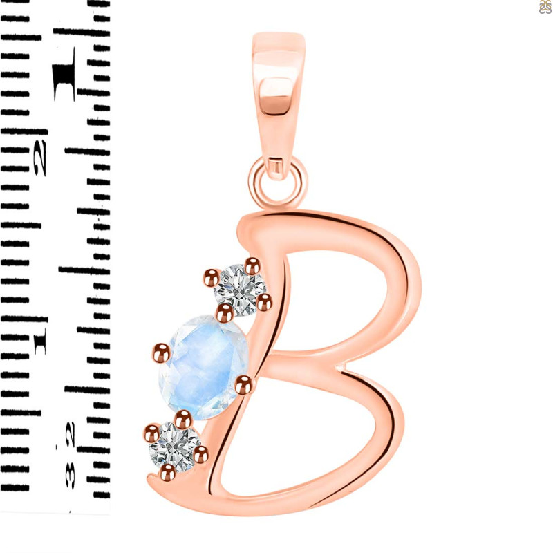 Moonstone & White Topaz Alphabet B Pendant RBM-RDA-54.