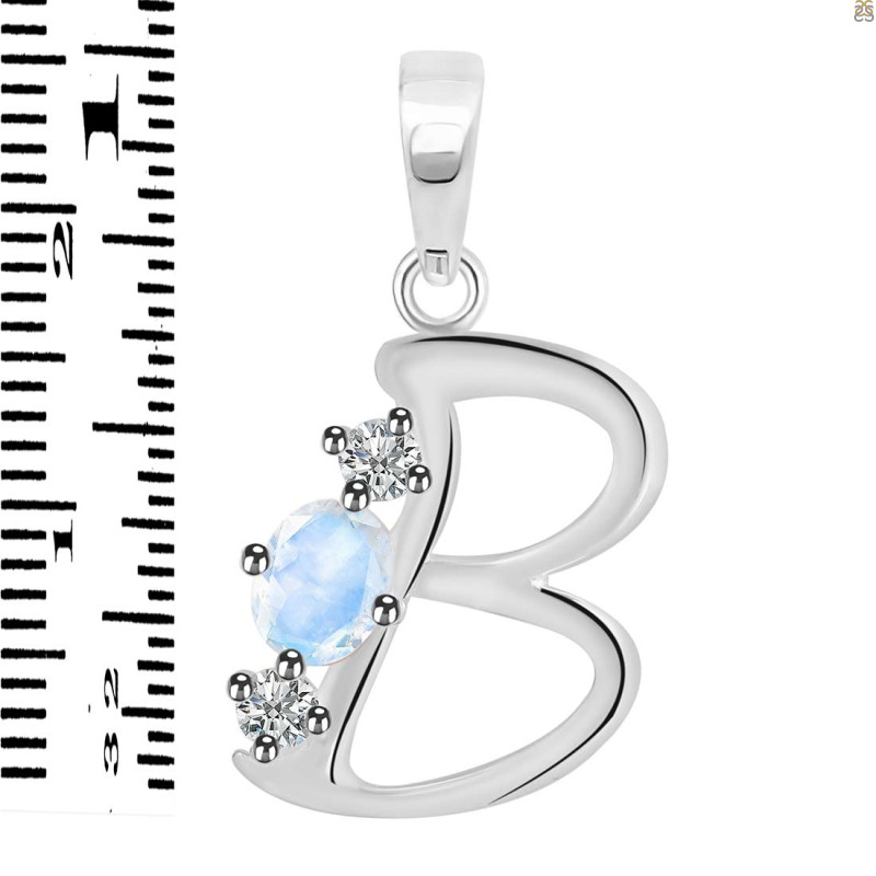 Moonstone & White Topaz Alphabet B Pendant RBM-RDA-54.