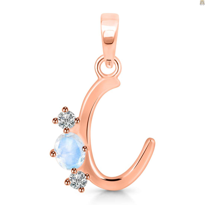Moonstone & White Topaz Alphabet C Pendant RBM-RDA-55.