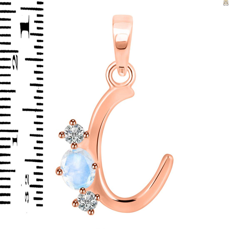 Moonstone & White Topaz Alphabet C Pendant RBM-RDA-55.