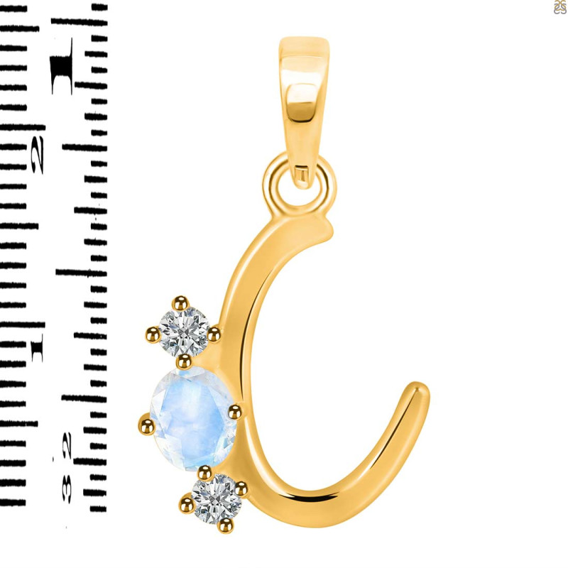 Moonstone & White Topaz Alphabet C Pendant RBM-RDA-55.