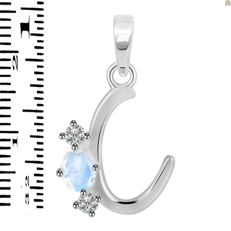 Moonstone & White Topaz Alphabet C Pendant RBM-RDA-55.