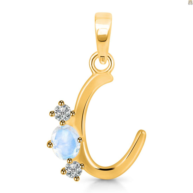 Moonstone & White Topaz Alphabet C Pendant RBM-RDA-55.