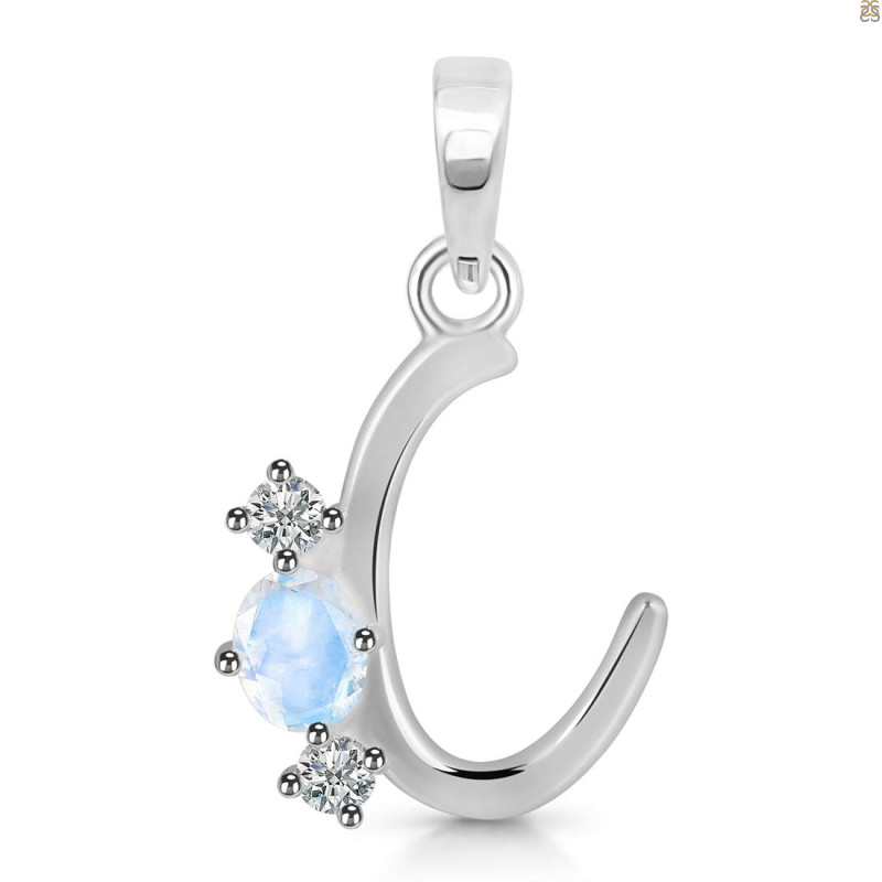 Moonstone & White Topaz Alphabet C Pendant RBM-RDA-55.