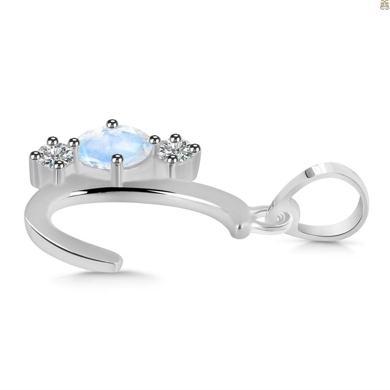 Moonstone & White Topaz Alphabet C Pendant