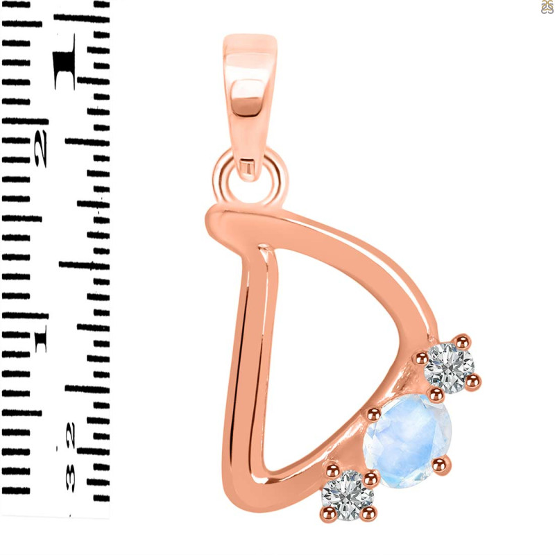 Moonstone & White Topaz Alphabet D Pendant RBM-RDA-56.