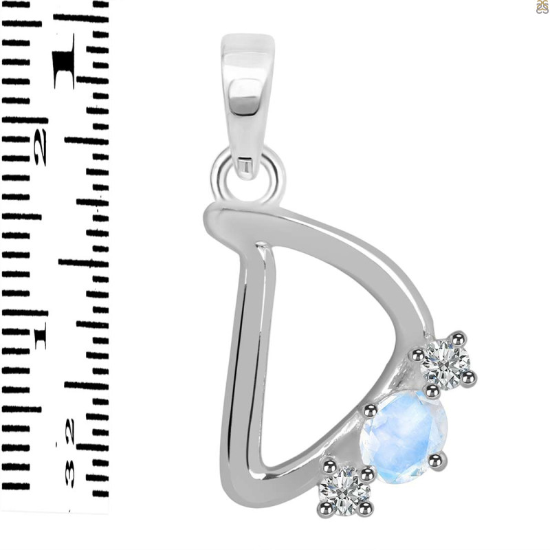 Moonstone & White Topaz Alphabet D Pendant RBM-RDA-56.
