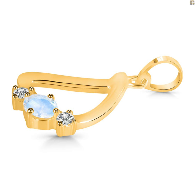 Moonstone & White Topaz Alphabet D Pendant RBM-RDA-56.