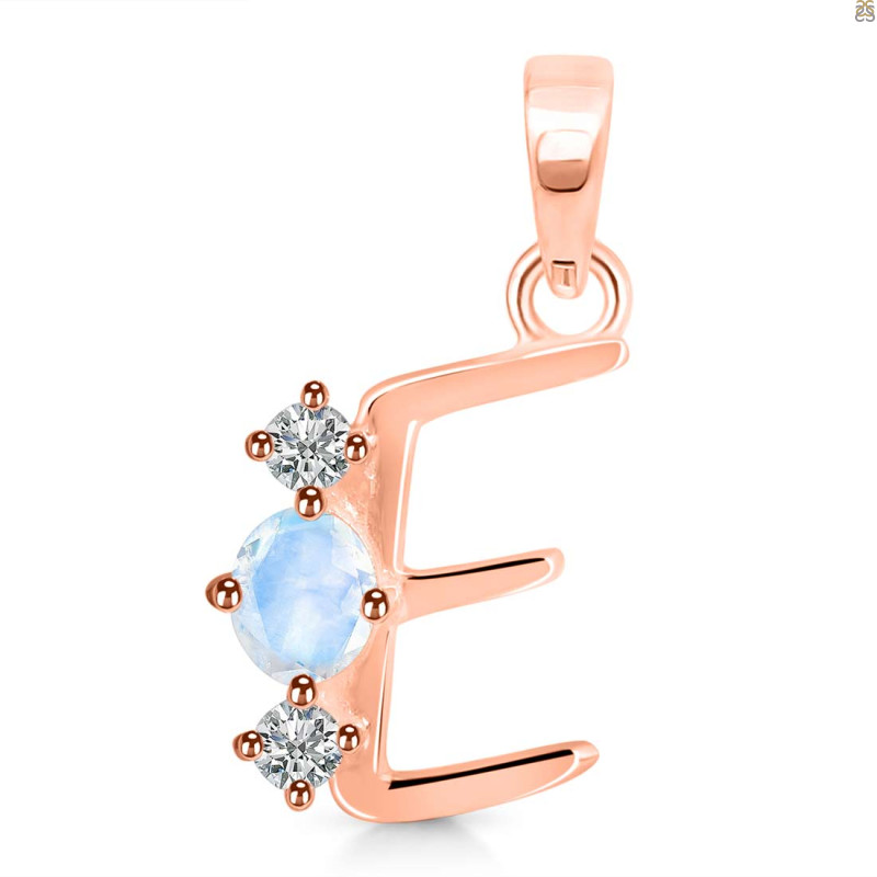 Moonstone & White Topaz Alphabet E Pendant RBM-RDA-57.
