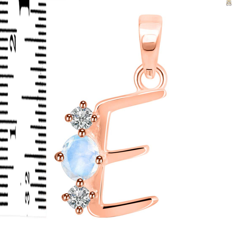 Moonstone & White Topaz Alphabet E Pendant RBM-RDA-57.