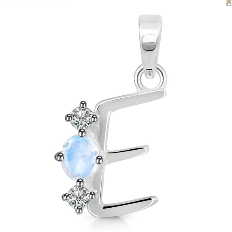 Moonstone & White Topaz Alphabet E Pendant RBM-RDA-57.