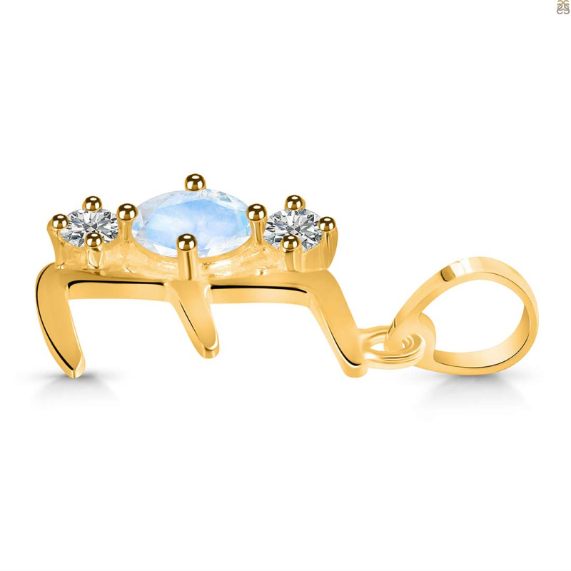 Moonstone & White Topaz Alphabet E Pendant RBM-RDA-57.
