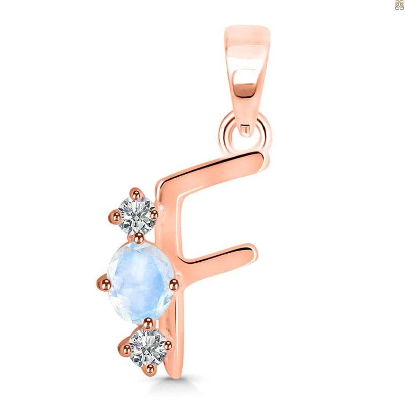 Moonstone & White Topaz Alphabet F Pendant RBM-RDA-58.