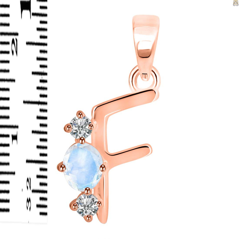 Moonstone & White Topaz Alphabet F Pendant RBM-RDA-58.
