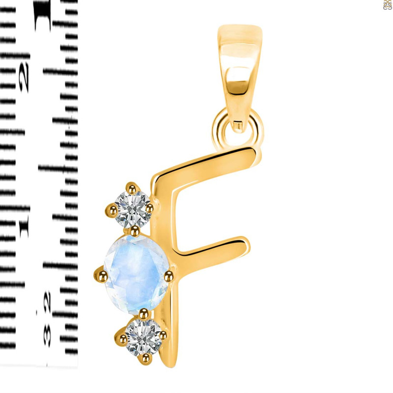 Moonstone & White Topaz Alphabet F Pendant RBM-RDA-58.