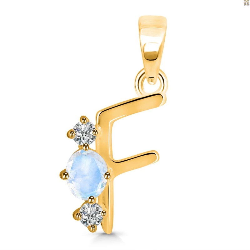 Moonstone & White Topaz Alphabet F Pendant RBM-RDA-58.