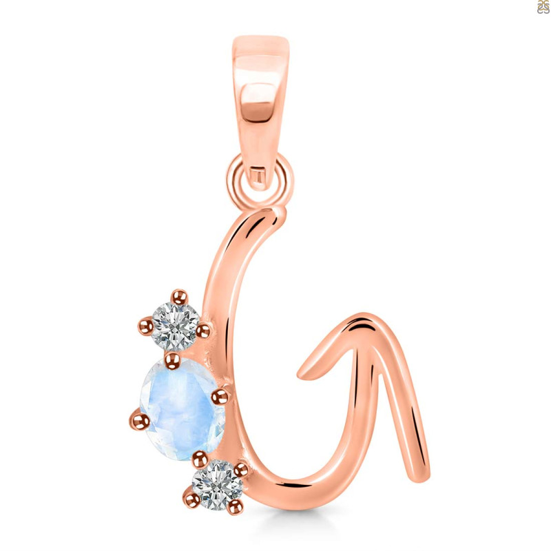 Moonstone & White Topaz Alphabet G Pendant RBM-RDA-59.