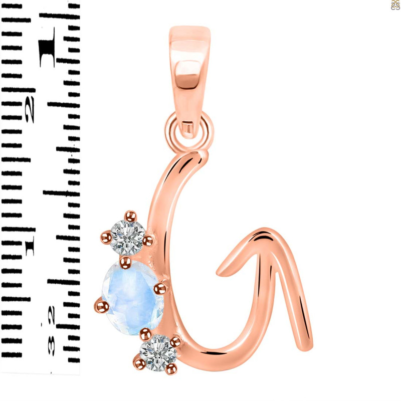 Moonstone & White Topaz Alphabet G Pendant RBM-RDA-59.