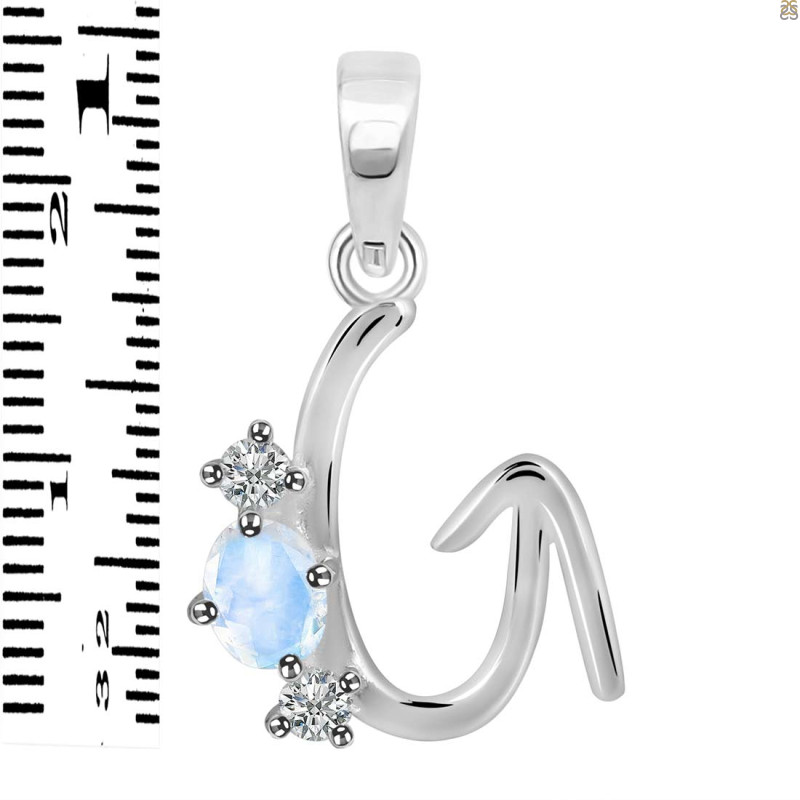 Moonstone & White Topaz Alphabet G Pendant RBM-RDA-59.
