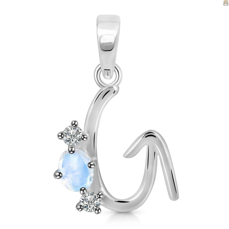Moonstone & White Topaz Alphabet G Pendant RBM-RDA-59.