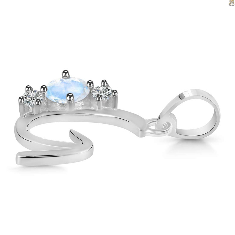 Moonstone & White Topaz Alphabet G Pendant