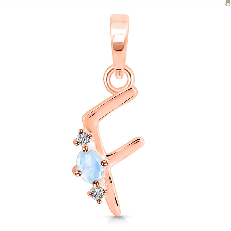 Moonstone & White Topaz Alphabet F Pendant RBM-RDA-6.