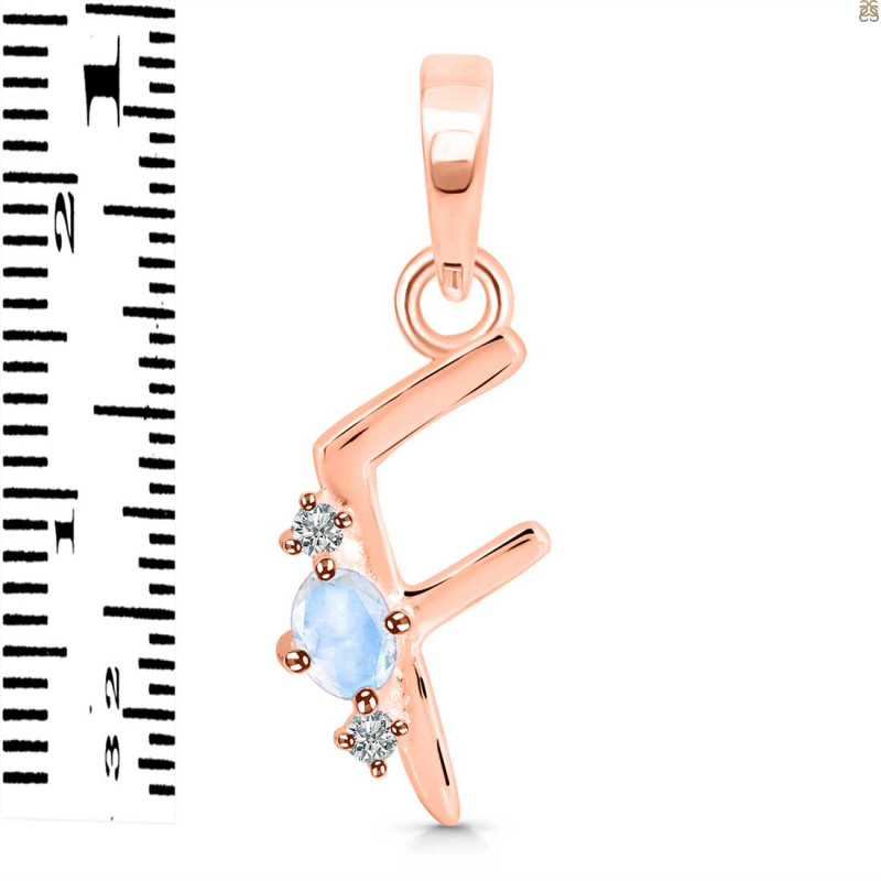 Moonstone & White Topaz Alphabet F Pendant RBM-RDA-6.