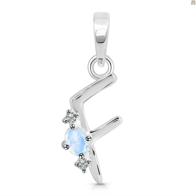 Moonstone & White Topaz Alphabet F Pendant RBM-RDA-6.
