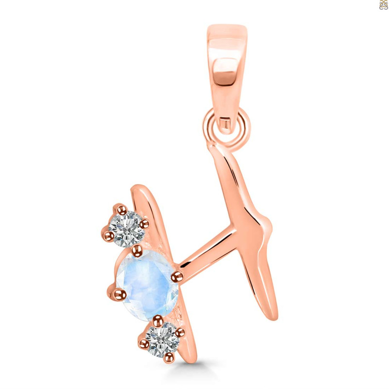 Moonstone & White Topaz Alphabet H Pendant RBM-RDA-60.