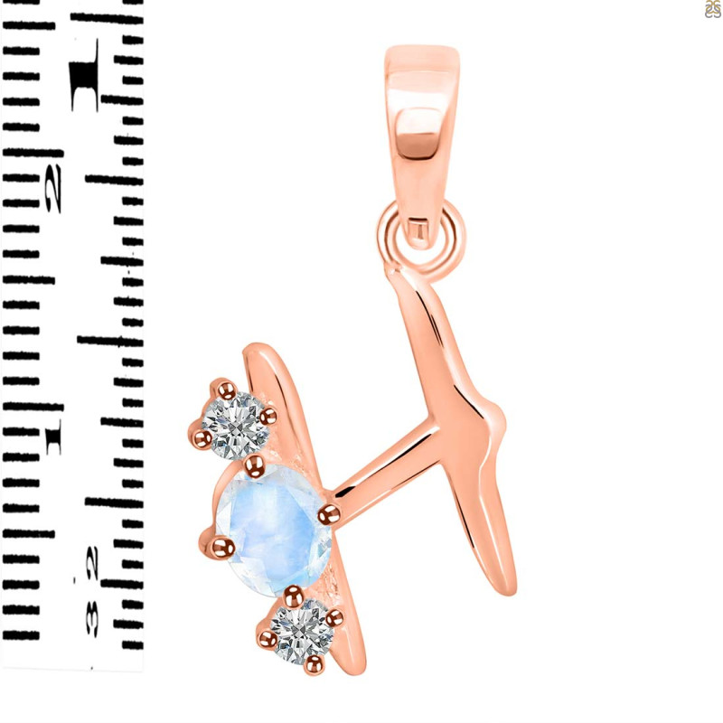 Moonstone & White Topaz Alphabet H Pendant RBM-RDA-60.