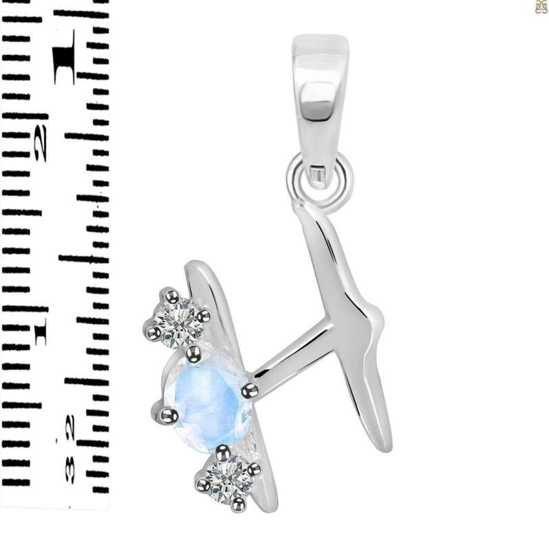 Moonstone & White Topaz Alphabet H Pendant RBM-RDA-60.