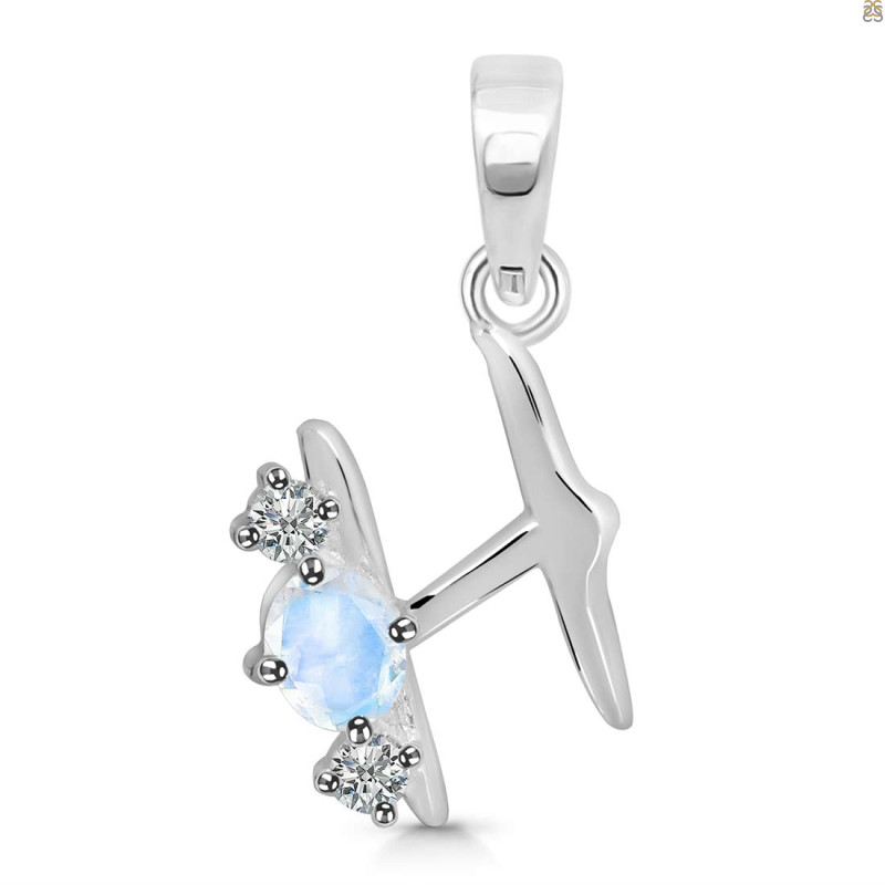 Moonstone & White Topaz Alphabet H Pendant RBM-RDA-60.