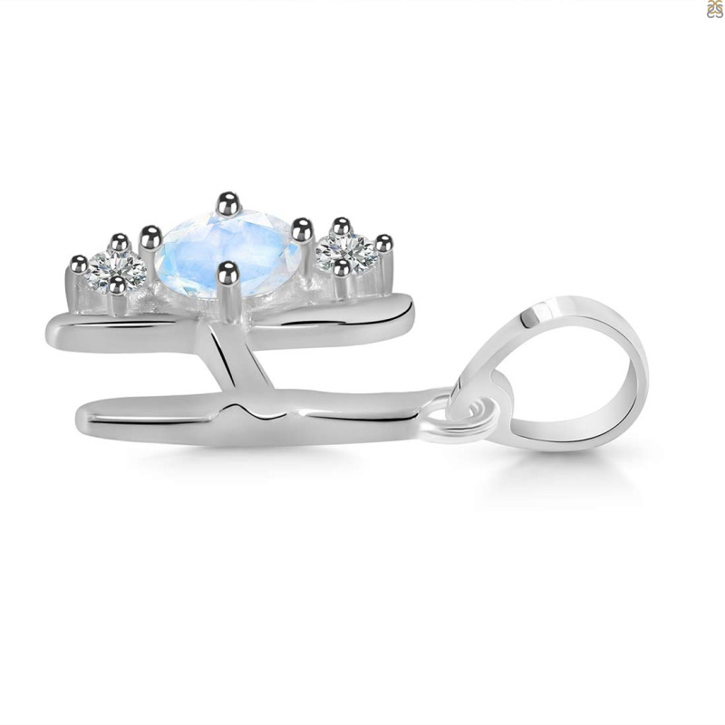 Moonstone & White Topaz Alphabet H Pendant RBM-RDA-60.