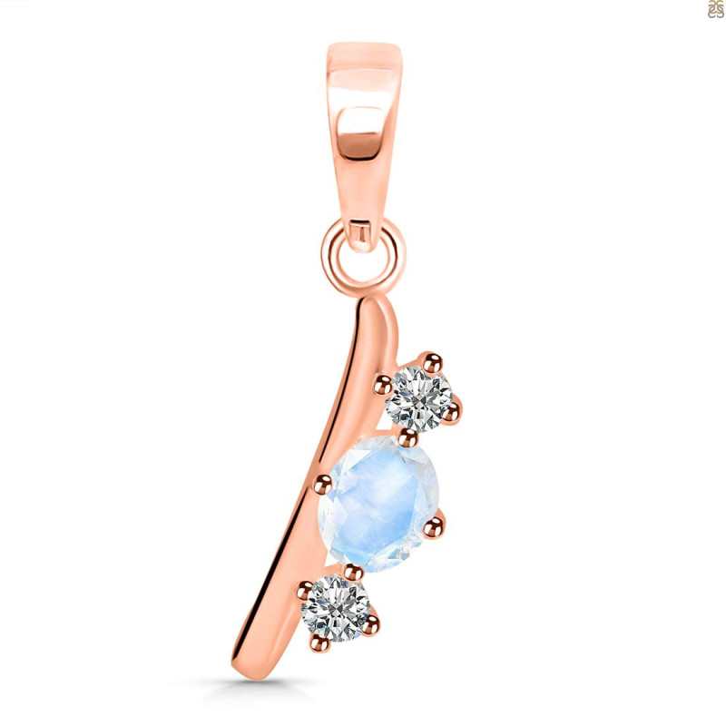 Moonstone & White Topaz Alphabet I Pendant RBM-RDA-61.