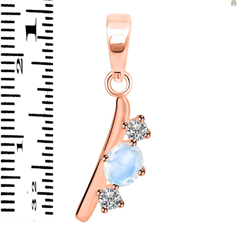 Moonstone & White Topaz Alphabet I Pendant RBM-RDA-61.