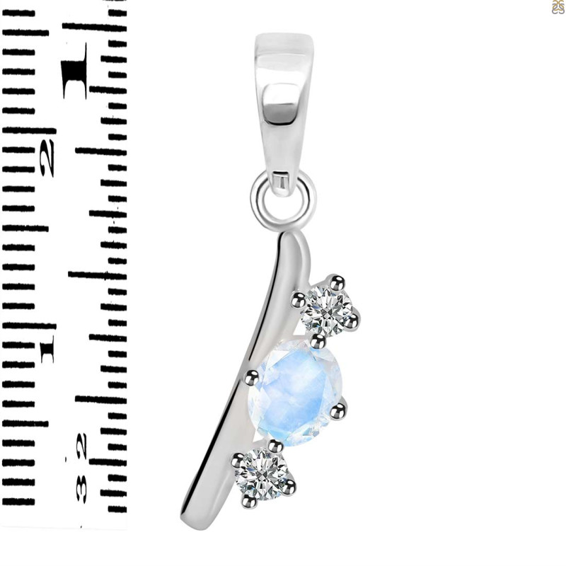 Moonstone & White Topaz Alphabet I Pendant RBM-RDA-61.