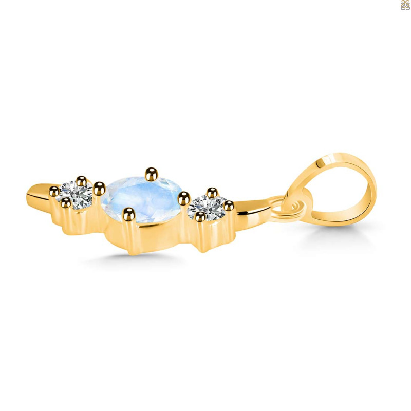 Moonstone & White Topaz Alphabet I Pendant RBM-RDA-61.