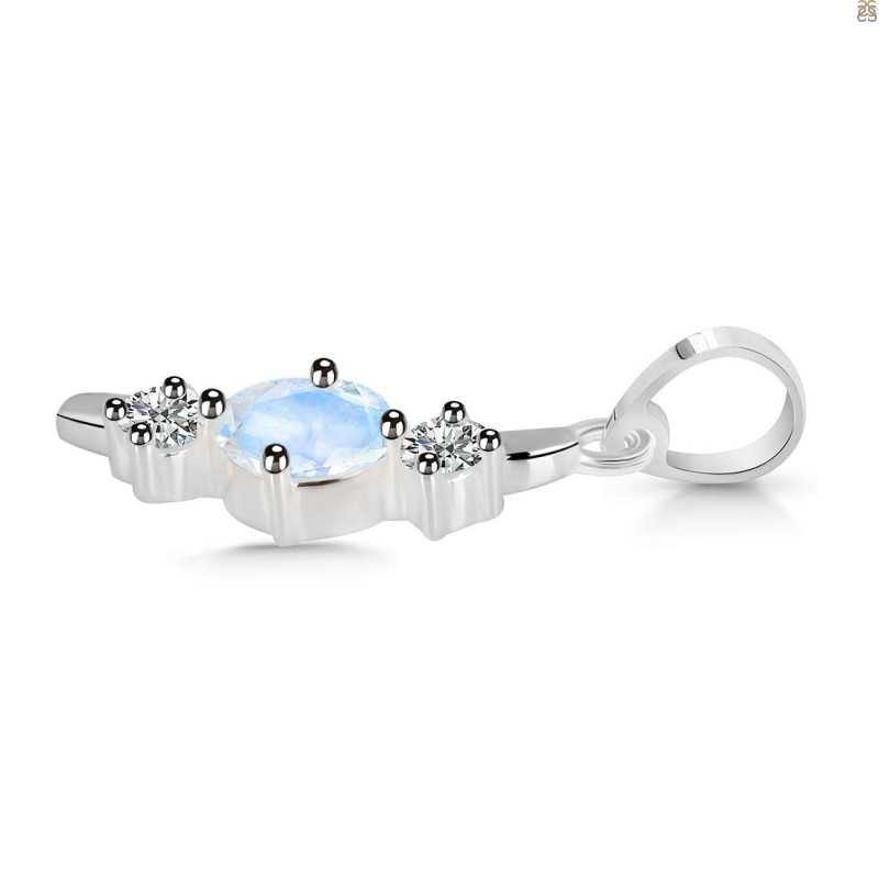 Moonstone & White Topaz Alphabet I Pendant