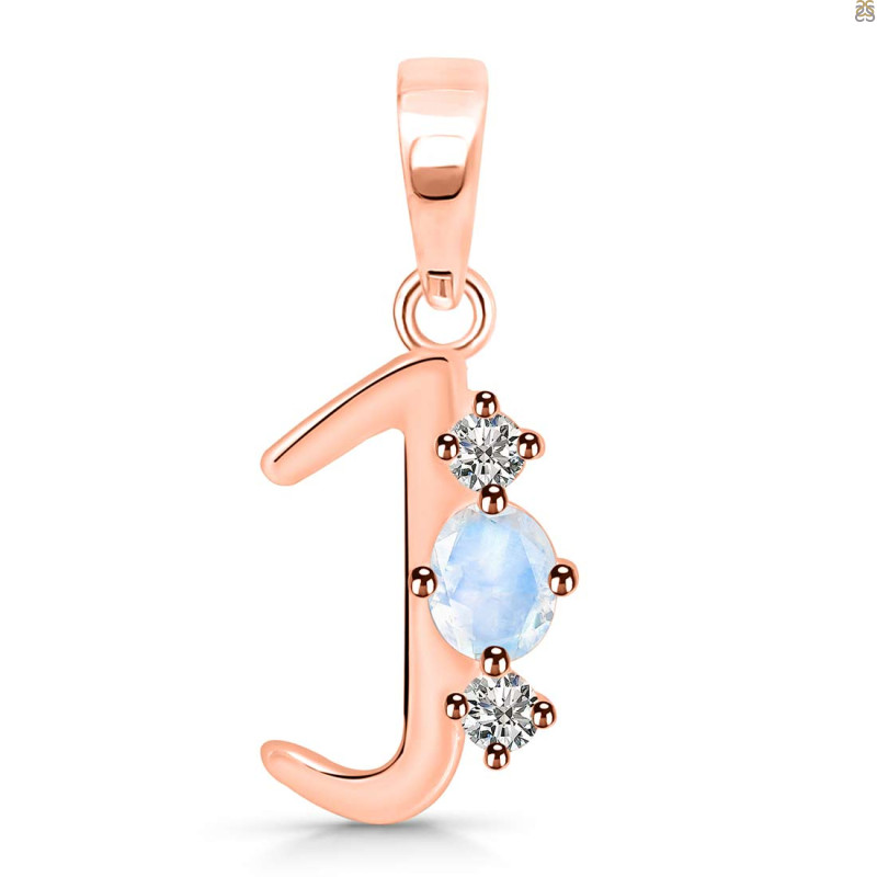Moonstone & White Topaz Alphabet J Pendant RBM-RDA-62.