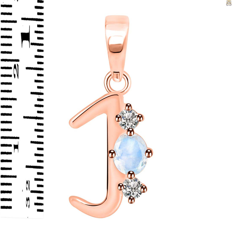 Moonstone & White Topaz Alphabet J Pendant RBM-RDA-62.