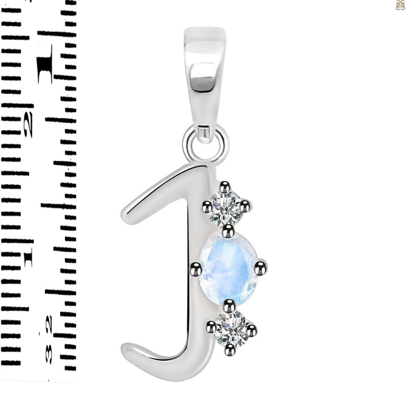 Moonstone & White Topaz Alphabet J Pendant RBM-RDA-62.