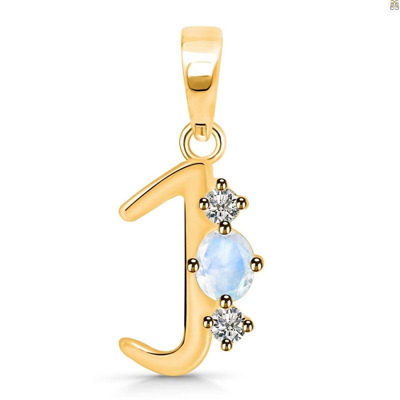Moonstone & White Topaz Alphabet J Pendant RBM-RDA-62.