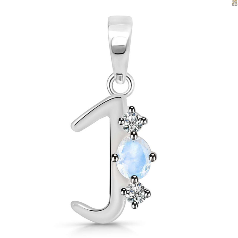 Moonstone & White Topaz Alphabet J Pendant RBM-RDA-62.