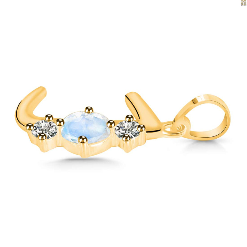 Moonstone & White Topaz Alphabet J Pendant RBM-RDA-62.