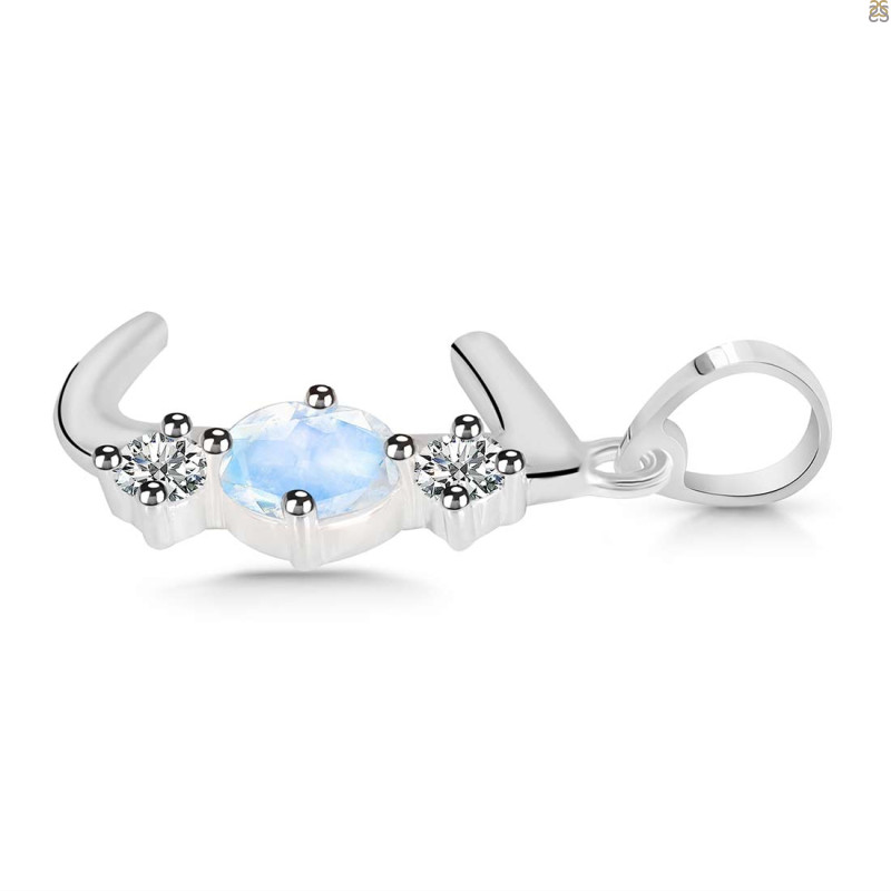 Moonstone & White Topaz Alphabet J Pendant