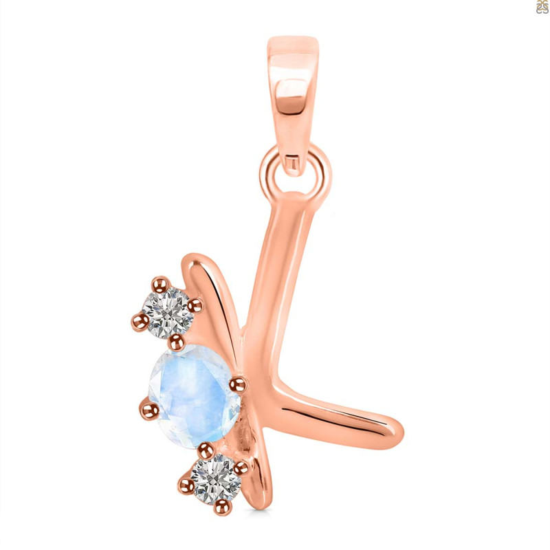 Moonstone & White Topaz Alphabet K Pendant RBM-RDA-63.