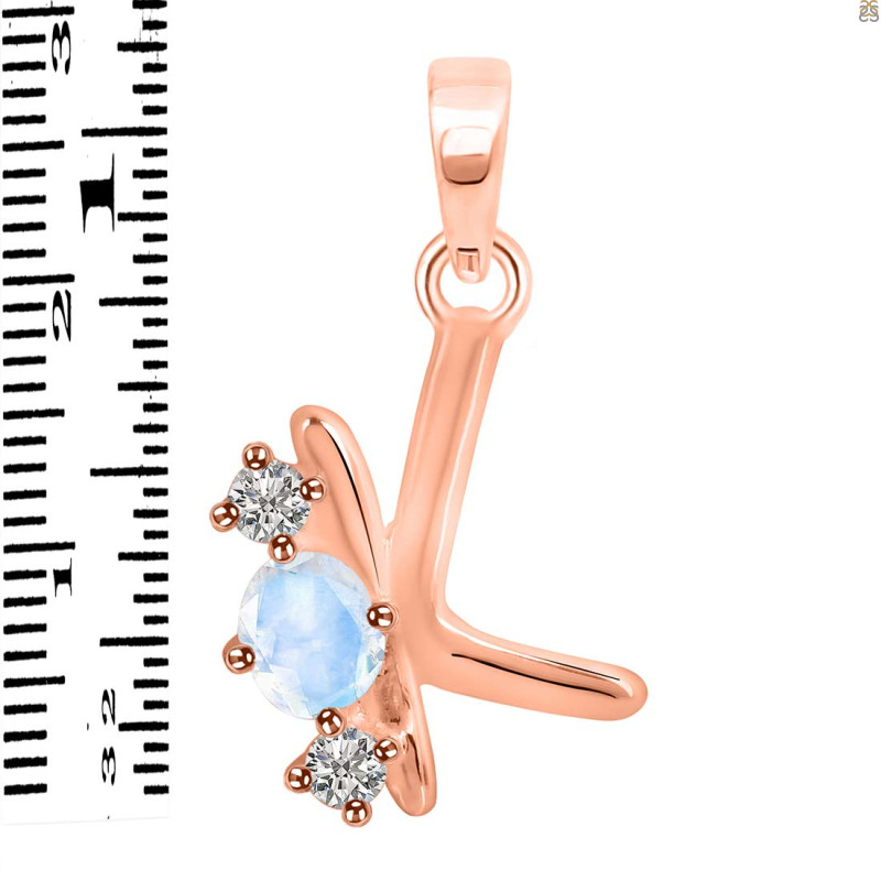Moonstone & White Topaz Alphabet K Pendant RBM-RDA-63.